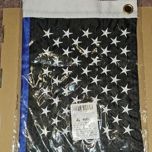 Black and White American Flag with Blue Stripe